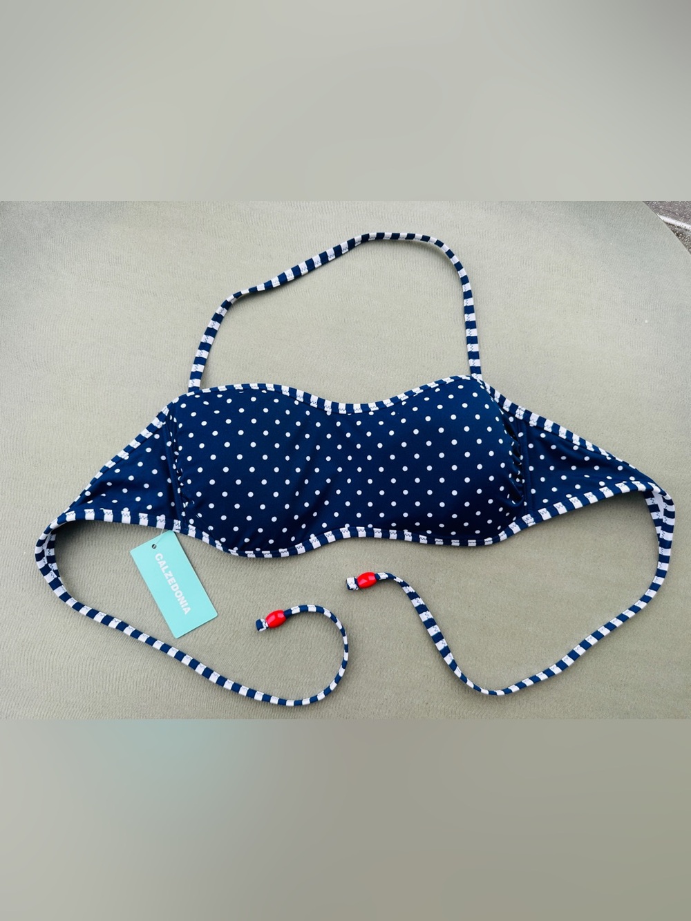 Calzedonia Cobey Bikini Top Size 38 
 Polka Dot Striped Trim